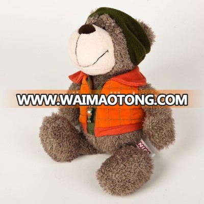 New fashion plush bear with cloth, skiing bear for wholesales