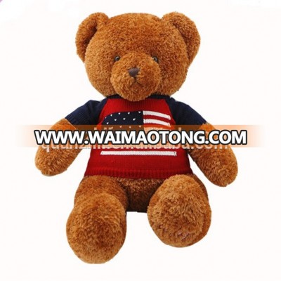 Custom cheap price cute American Flag tshirt teddy bear plush toy