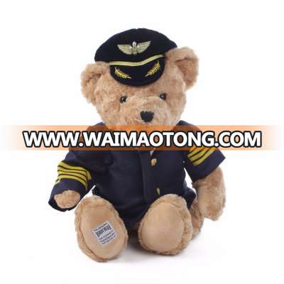 Wholesale custom stuffed plush pilot teddy bear toy for gift